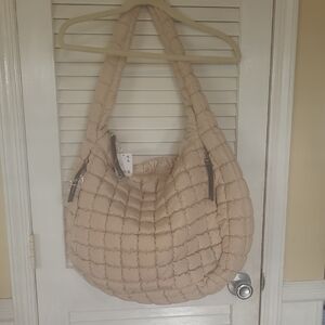 Free People Quilted Carryall Women  Bag In Cream ..Nwt